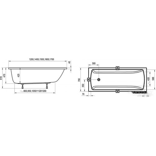 Ванна Ravak Classic II 140x70 N CC21000000