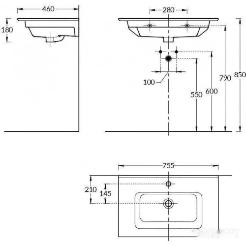 Умывальник Kerama Marazzi Piano 75 PI.wb.75