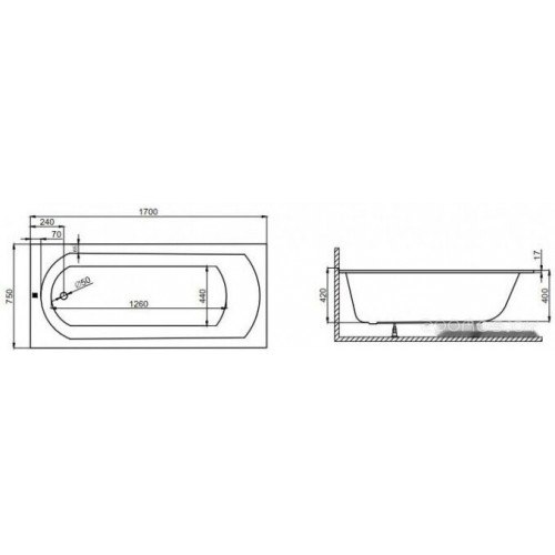 Ванна Polimat Classic Slim 170x75