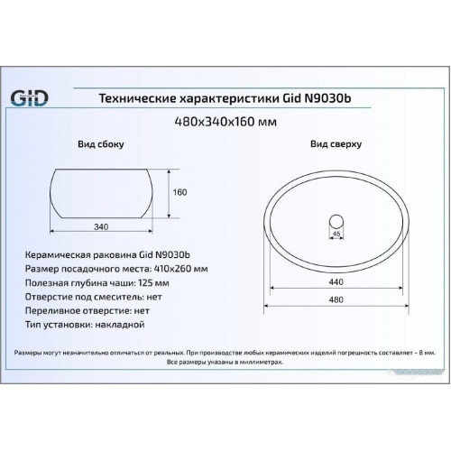 Умывальник Gid N9030B (белый)