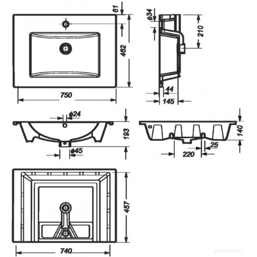 Умывальник SANITA LUXE Quadro 75 75x46.5