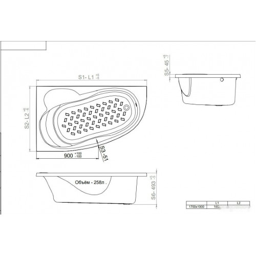 Ванна Triton Изабель 170x100L