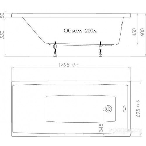 Ванна Triton Джена 150x70 (с ножками)