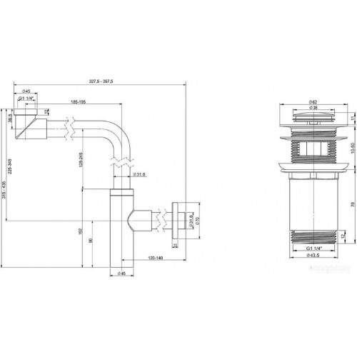 Сифон Wellsee Drainage System 182124001 (сифон, донный клапан, хром)