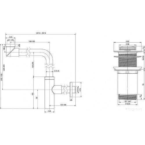 Сифон Wellsee Drainage System 182124002 (сифон, донный клапан, хром)