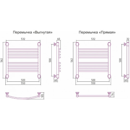 Полотенцесушитель водяной Сунержа Богема+ 500x500 хром (прямой)