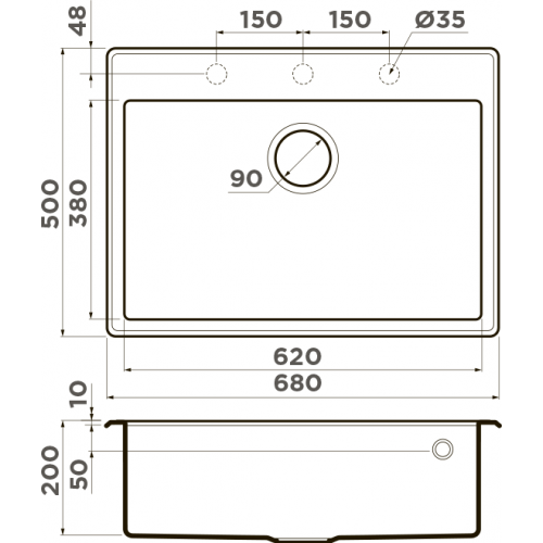 Кухонная мойка Omoikiri Tedori 68-GR 68x50 leningrad grey