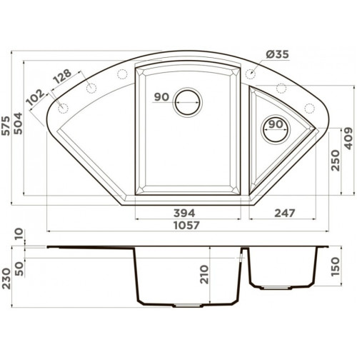 Кухонная мойка OMOIKIRI Sakaime 105C-GR 105,7x57,5 leningrad grey