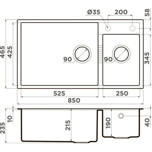 Кухонная мойка Omoikiri Tedori 85-2-U-BE 4993941 85x46,5 ваниль