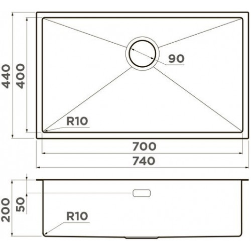 Кухонная мойка Omoikiri Taki 74-U/IF-GB 4997020 74x44 графит