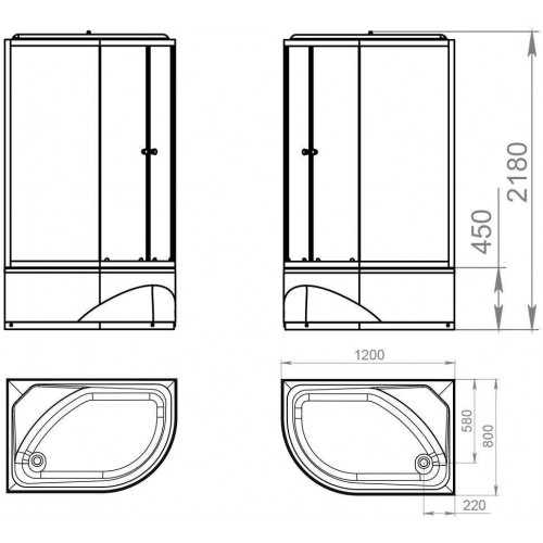 Гидромассажная душевая кабина Domani-Spa Delight 128 High R 120x80 тонированное стекло / черные стенки