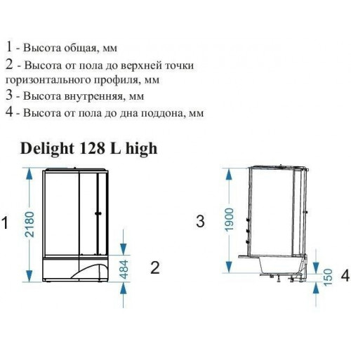 Гидромассажная душевая кабина Domani-Spa Delight 128 High R 120x80 тонированное стекло / черные стенки