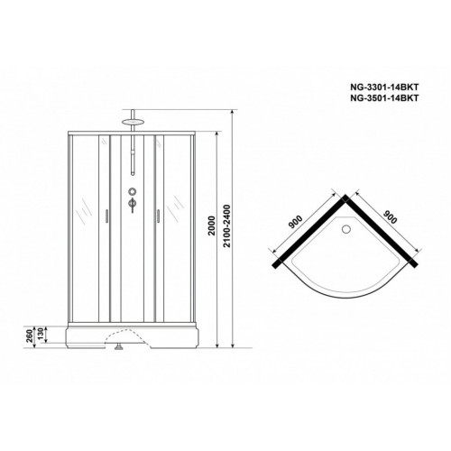 Душевая кабина Niagara NG-3301-14BKT 90x90