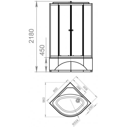 Душевая кабина Domani-Spa Delight 88 High 80x80 тонированное стекло / черные стенки с гидромассажем и электрикой