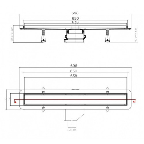 Душевой лоток Pestan Betto Net Line 650