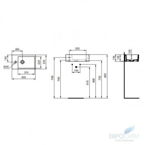 Умывальник Ideal Standard Strada 45x27, накладной