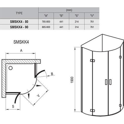 Душевой уголок Ravak SmartLine SMSKK4 80x80