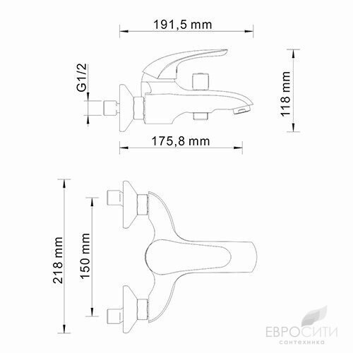 Смеситель для ванны WasserKraft Rossel 2801 (с душевым набором)