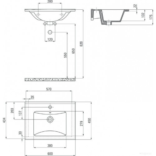 Умывальник Deante Floks CDI 6U6M 60x45