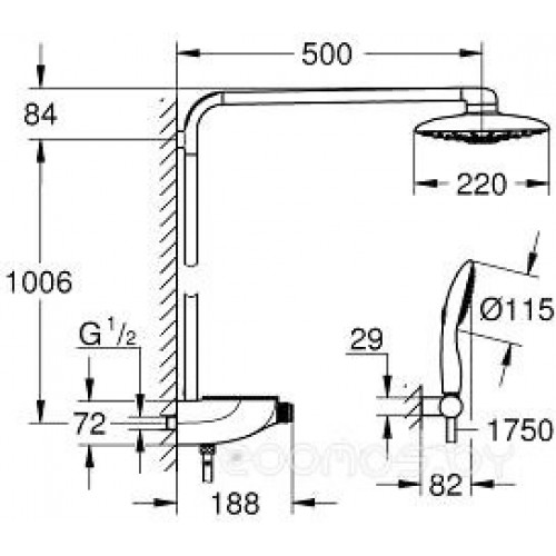 Душевая система Grohe Rainshower System SmartControl 360 DUO 26250000