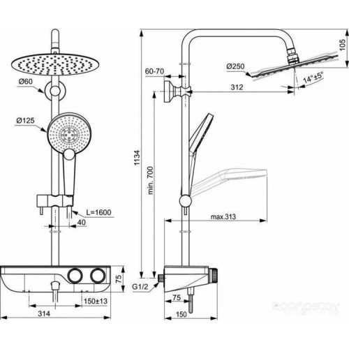 Душевая система Ideal Standard CeraTherm S200 A7331AA