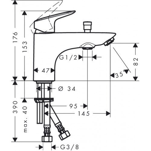 Смеситель для ванны Hansgrohe Logis 71312000