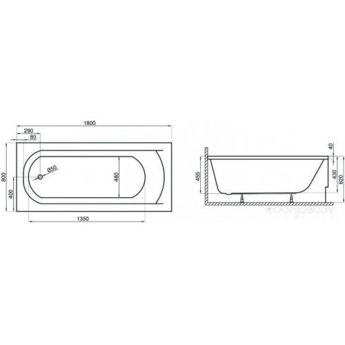 Ванна Polimat Classic 180x80 (c ножками)