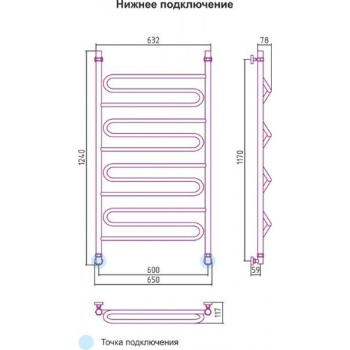 Полотенцесушитель Сунержа Элегия 1200x600