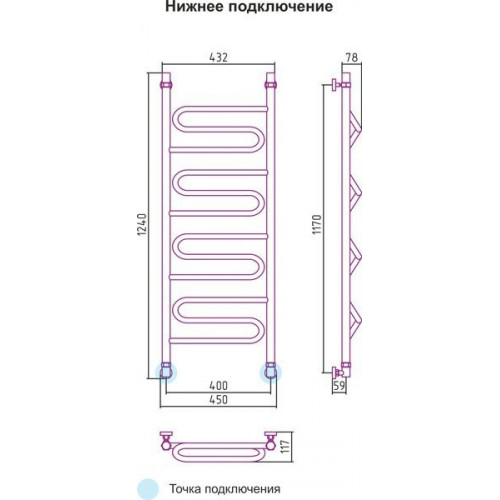 Полотенцесушитель Сунержа Элегия 1200x400