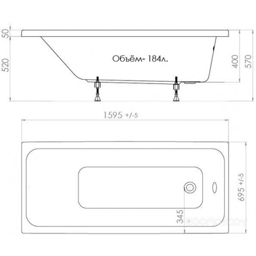 Ванна Triton Ультра 160x70 (с каркасом)