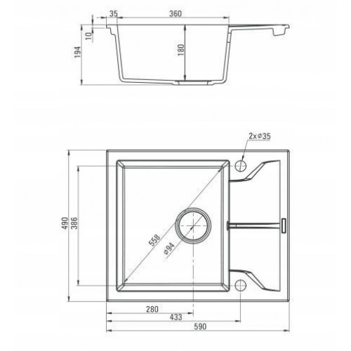 Кухонная мойка Deante Andante ZQN_G11A 59x49 графитовый металлик