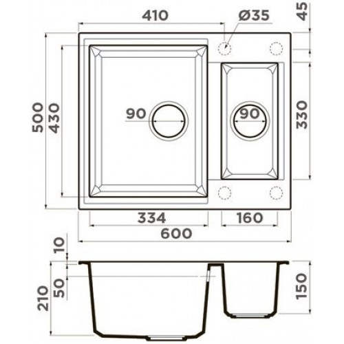 Кухонная мойка OMOIKIRI Sakaime 60-2-BE 60x50 черный