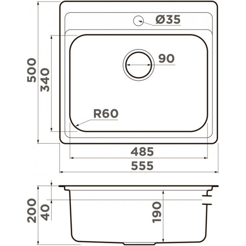 Кухонная мойка OMOIKIRI Ashi 56-IN 55.5x50 нержавеющая сталь