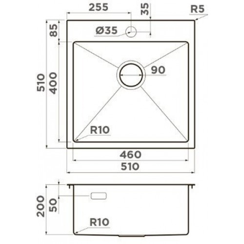 Кухонная мойка Omoikiri Akisame 51-GB 4997013 51x51 графит