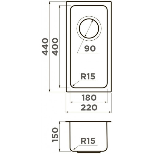 Кухонная мойка Omoikiri Tadzava 22-U/I-IN Ultra 4997112 22x44 нержавеющая сталь