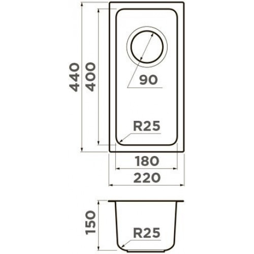 Кухонная мойка Omoikiri Tadzava 22-U/I-IN 4993734 22x44 нержавеющая сталь