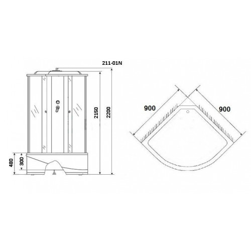 Гидромассажная душевая кабина Niagara NG-211-01N 90x90