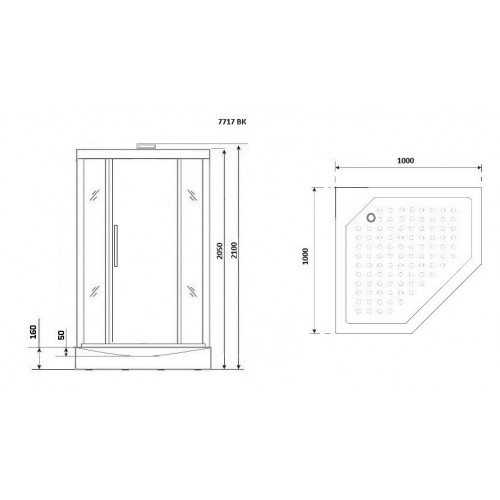 Душевая кабина Niagara Lux NG-7717WBK 100x100 серебро, без крыши