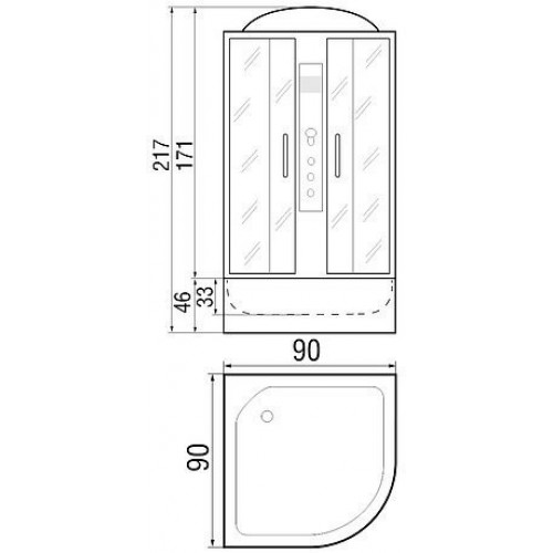 Гидромассажная душевая кабина River Temza 90/46 MT 90х90