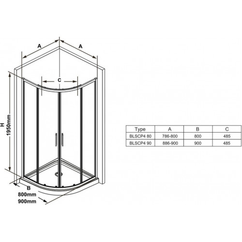 Душевой уголок Ravak Blix Slim BLSCP4-90 черный+Transparent