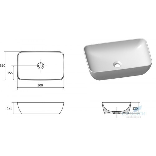 Умывальник Ravak Uni 500 R Slim 50x31, накладной