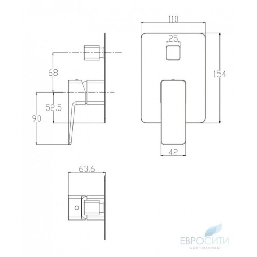 Смеситель для ванны Omnires Parma PM7435 CR (с механизмом), встраиваемый