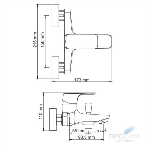 Смеситель для ванны WasserKraft Salm 2701 (с душевым набором)