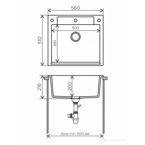 Кухонная мойка Polygran Argo-560 (черный 16)