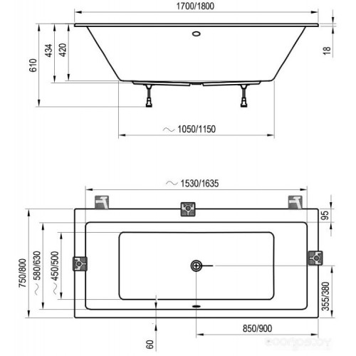 Ванна Ravak Formy 01 Slim 170x75 C691300000