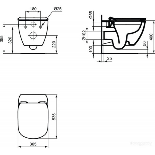 Унитаз Ideal Standard Tesi AquaBlade T007901+T352701+R020467