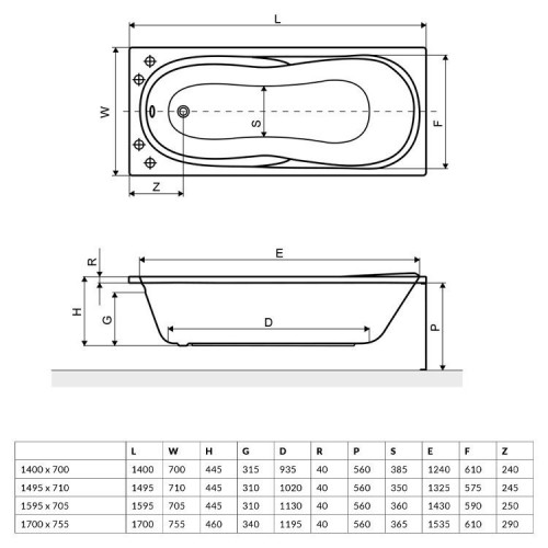 Ванна акриловая Excellent Sekwana 170x75 (ножки отдельно)