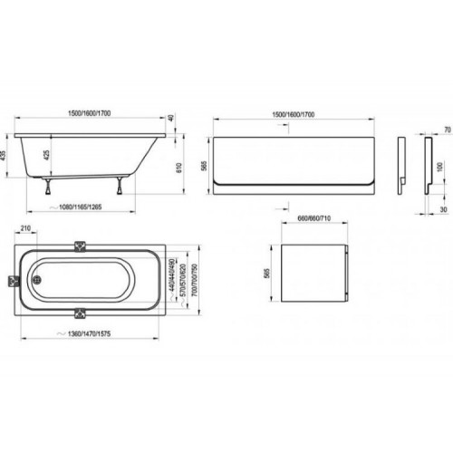 Ванна акриловая Ravak Chrome 160x70 (ножки отдельно)