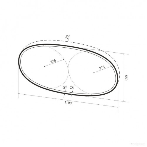 Зеркало Wellsee Зеркало с фронтальной LED-подсветкой 7 Rays' Spectrum 172202040, 110 x 55 см (с сенсором и регулировкой яркости освещения)