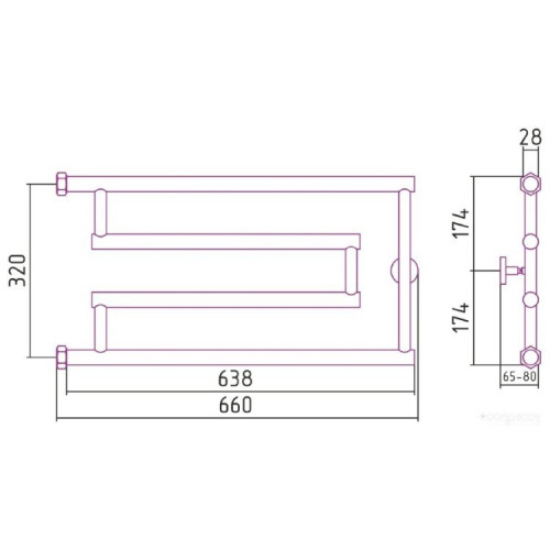 Полотенцесушитель Сунержа High-Tech model "G" 320х650 30-0051-3265